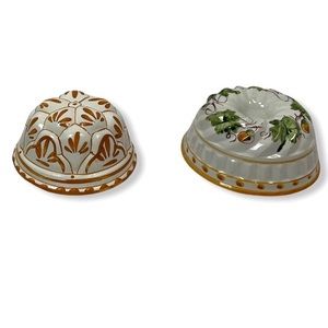Set Of 2 Vintage Bassano Molds Italy Hand Painted Ceramic Kitchen Ceramiche ABC